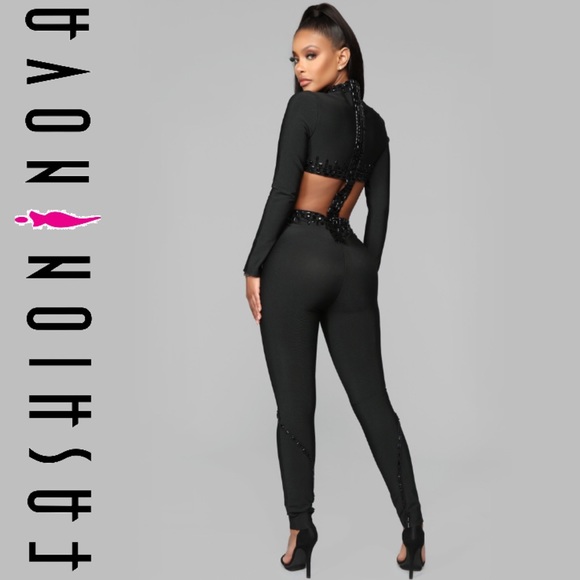 Jewel Embellishment Body Con Jumpsuit - Picture 4 of 6